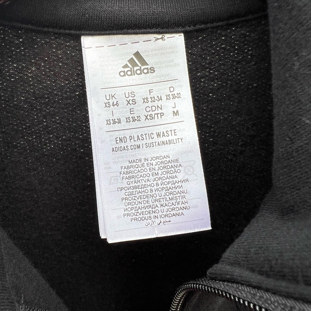 Adidas Women's Linear Fleece 1/4 Zip Pullover Crop Sweatshirt Black Size XS - Picture 3 of 5